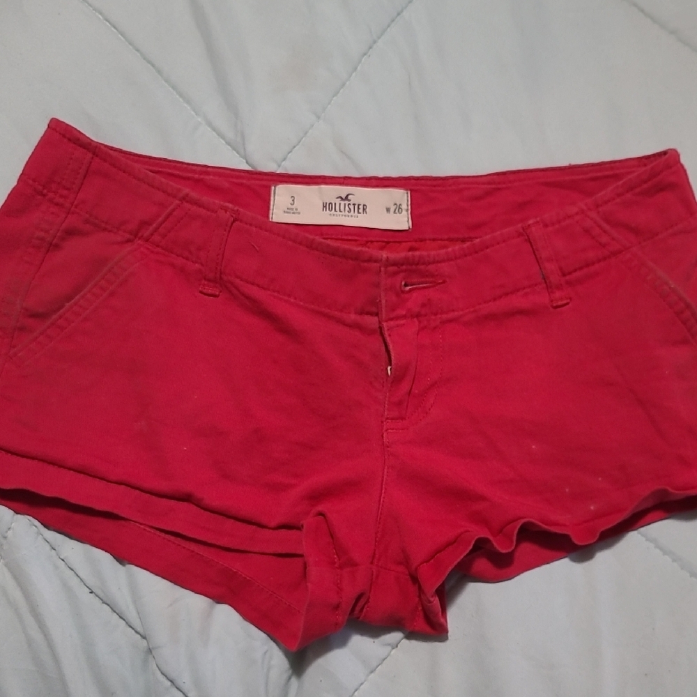 Hollister Red Jean Shorts Classic and Comfortable